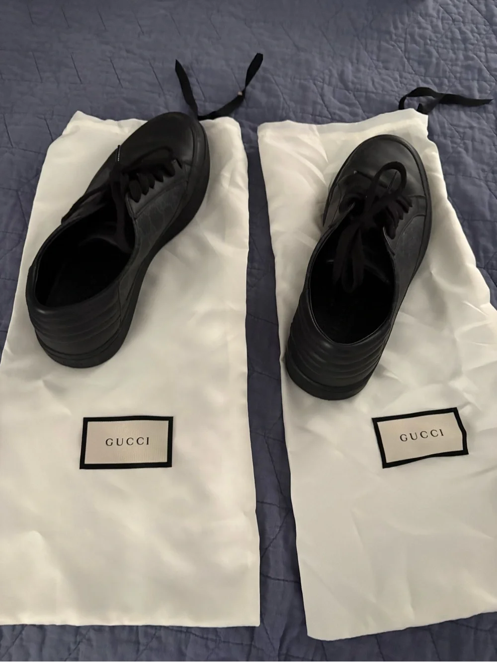Gucci Black GG Monogram Low-Top Sneakers